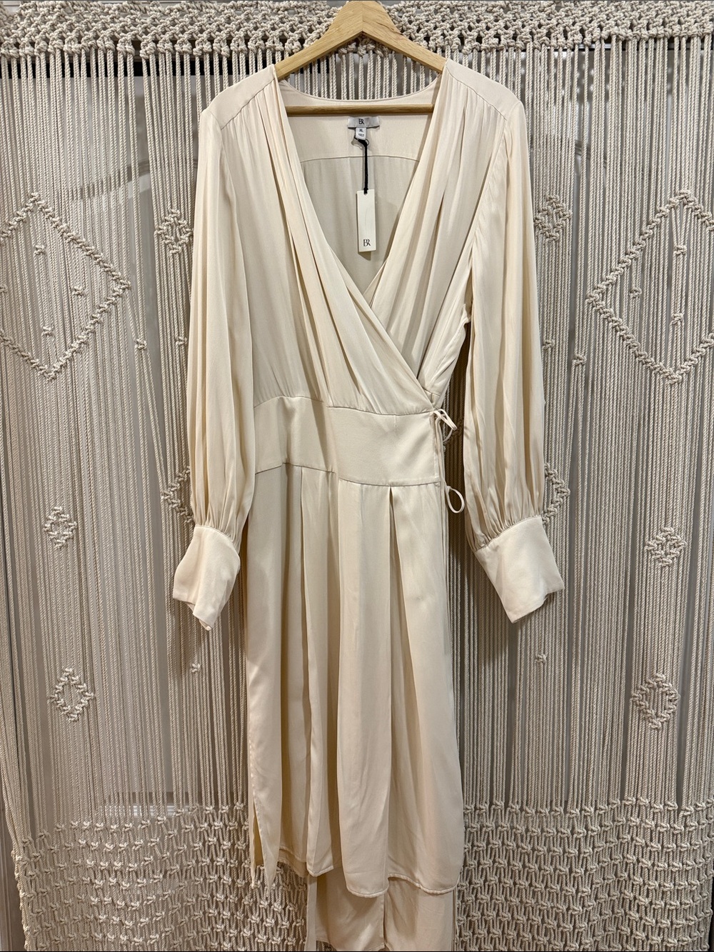 Banana Republic NWT Cream Wrap Midi Multi-Slit Dress with Long Sleeves - Picture 1 of 11